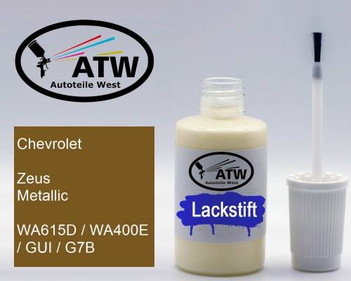 Chevrolet, Zeus Metallic, WA615D / WA400E / GUI / G7B: 20ml Lackstift, von ATW Autoteile West.